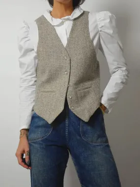 1970's Houndstooth Wool Plaid Vest