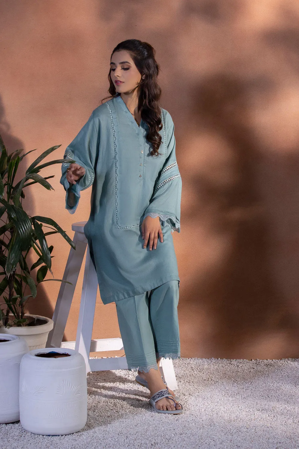 2 Piece - Solid Cotton Suit