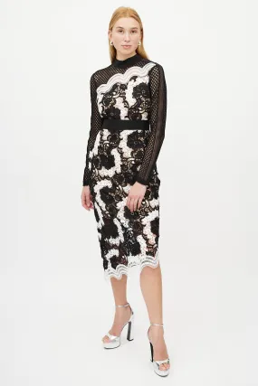 Black & White Guipure Floral Lace Dress