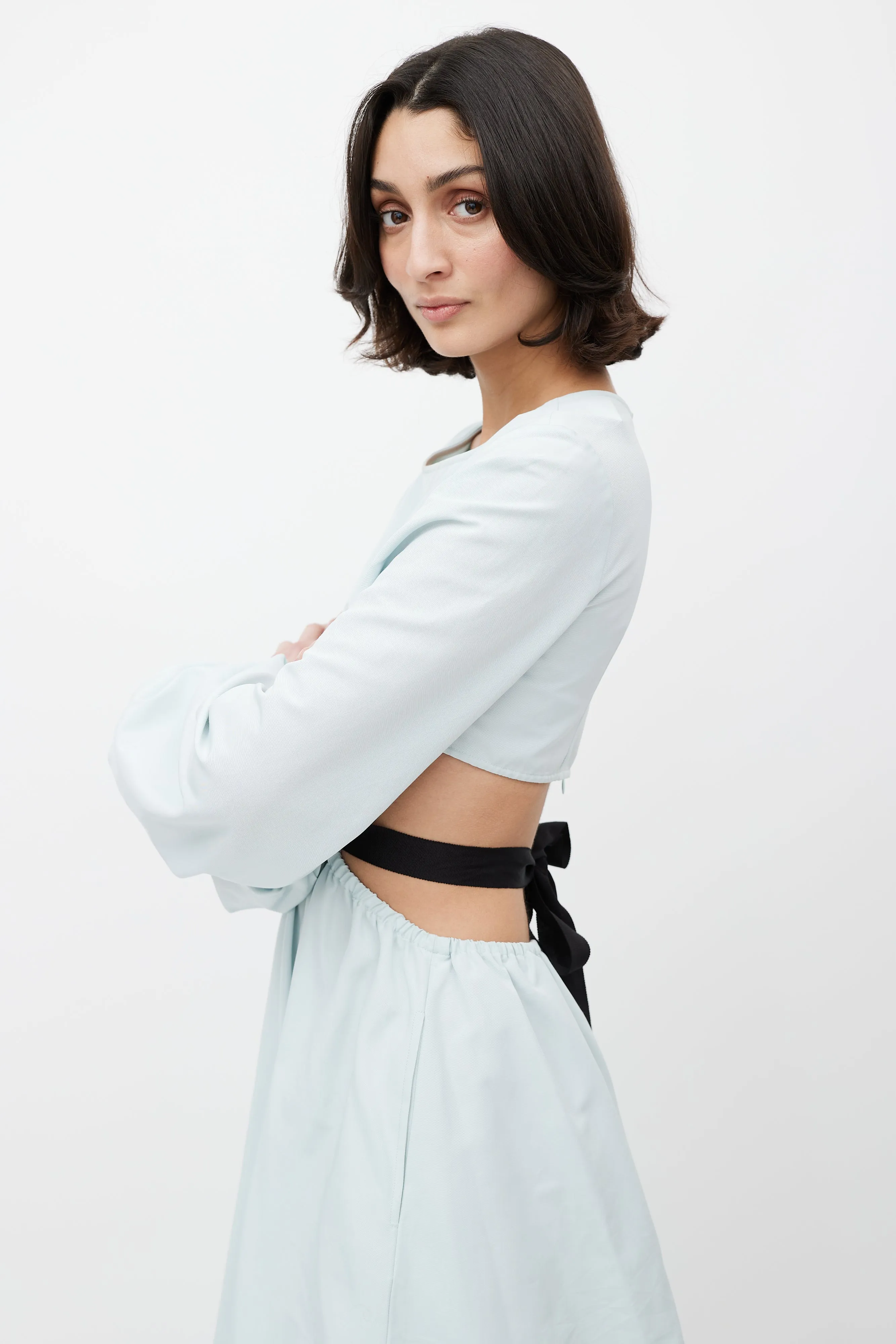 Blue Ribbon Cut Out Dress