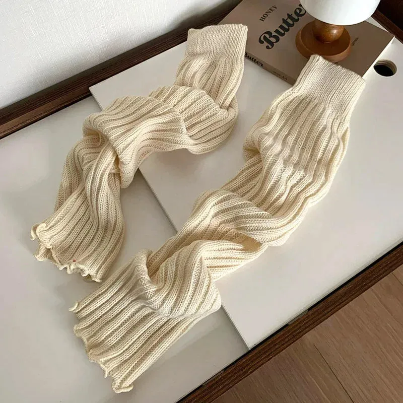 Bonnyshow 57cm Sweet Japanese Lolita Leg Warmers Women Ankle Warmer for Girls Gothic Long Socks Y2K Thin Knitted Cosplay Heap Heap Socks
