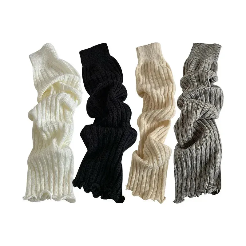 Bonnyshow 57cm Sweet Japanese Lolita Leg Warmers Women Ankle Warmer for Girls Gothic Long Socks Y2K Thin Knitted Cosplay Heap Heap Socks