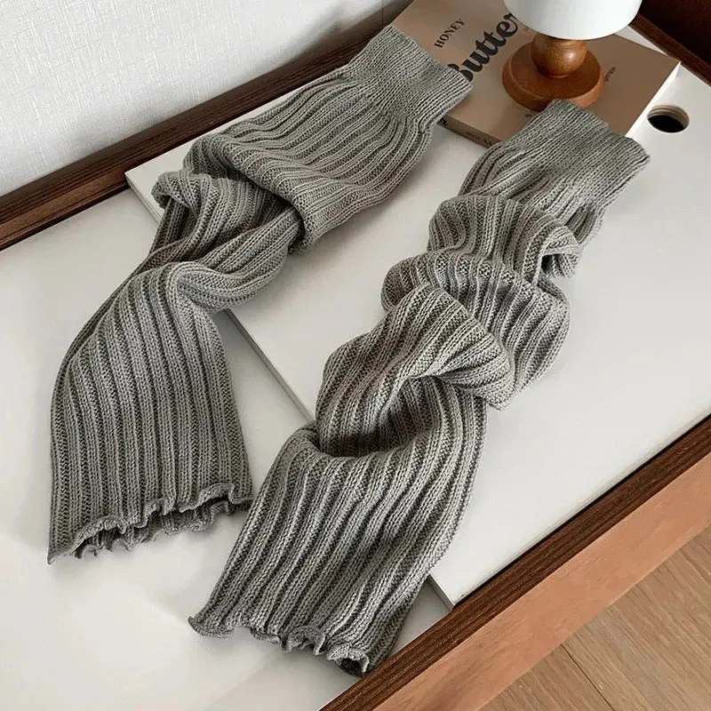 Bonnyshow 57cm Sweet Japanese Lolita Leg Warmers Women Ankle Warmer for Girls Gothic Long Socks Y2K Thin Knitted Cosplay Heap Heap Socks
