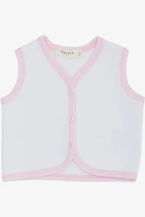 BRE Breeze Baby Girl Vest Buttoned 0-9 Months, White - Newbury