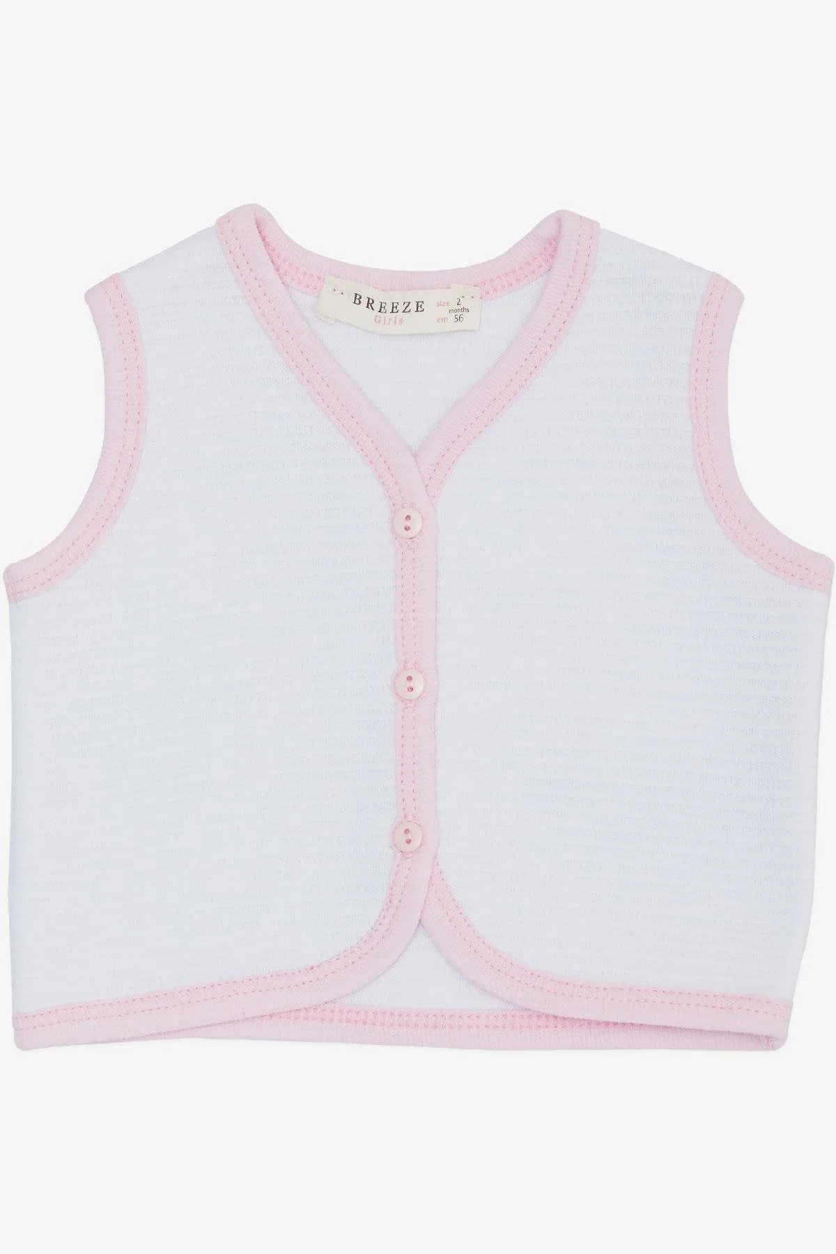 BRE Breeze Baby Girl Vest Buttoned 0-9 Months, White - Newbury