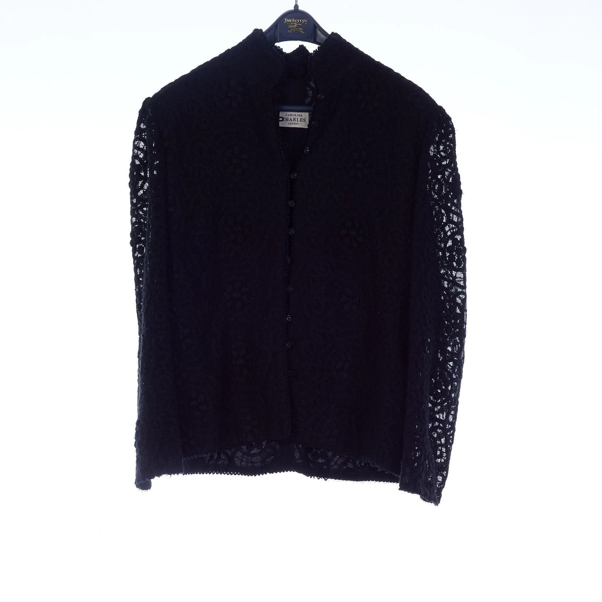 Caroline Charles Wool Blend Embroidered Black Long Sleeved Jacket UK Size 14