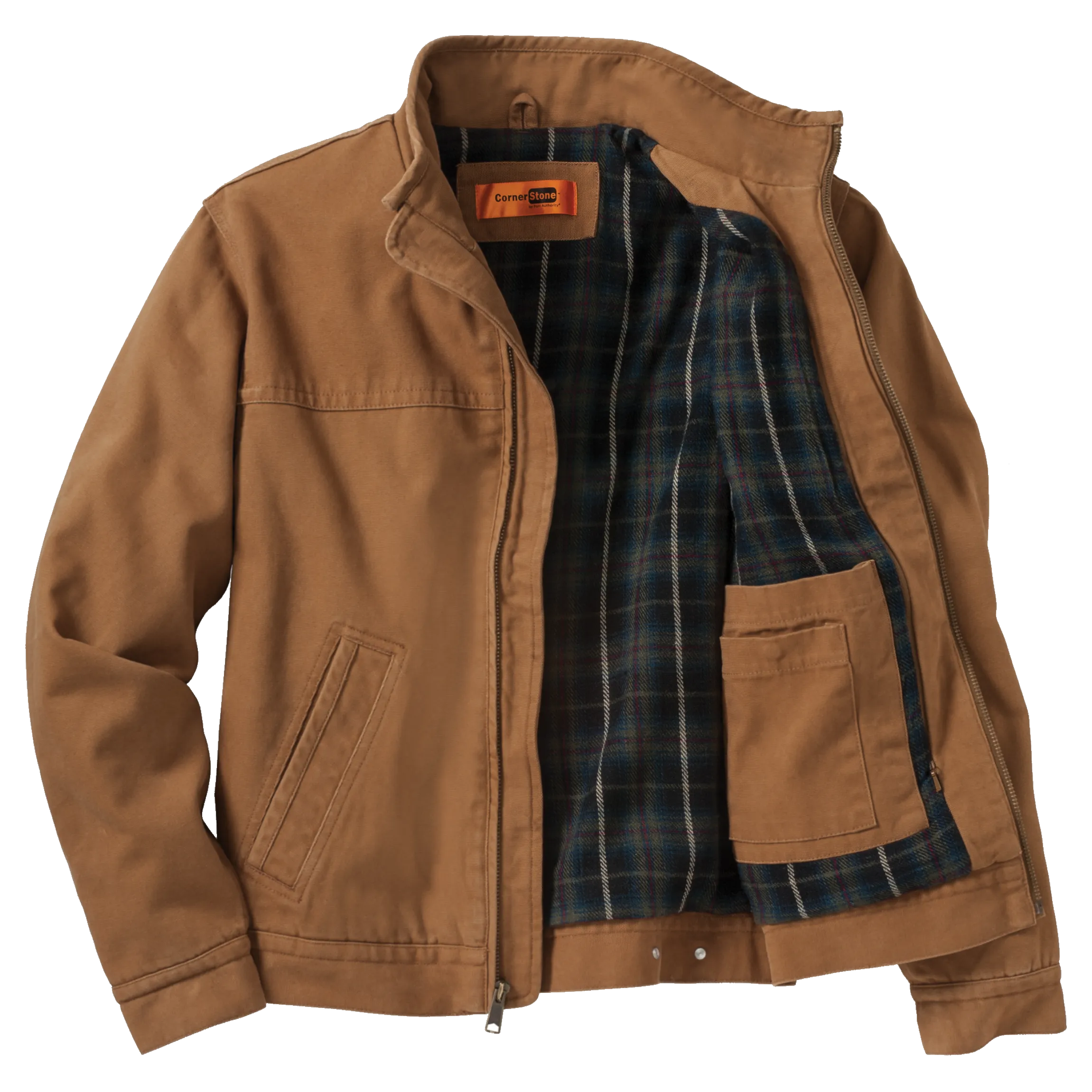 D1541 Mens Washed Duck Cloth Flannel-Lined Work Coat