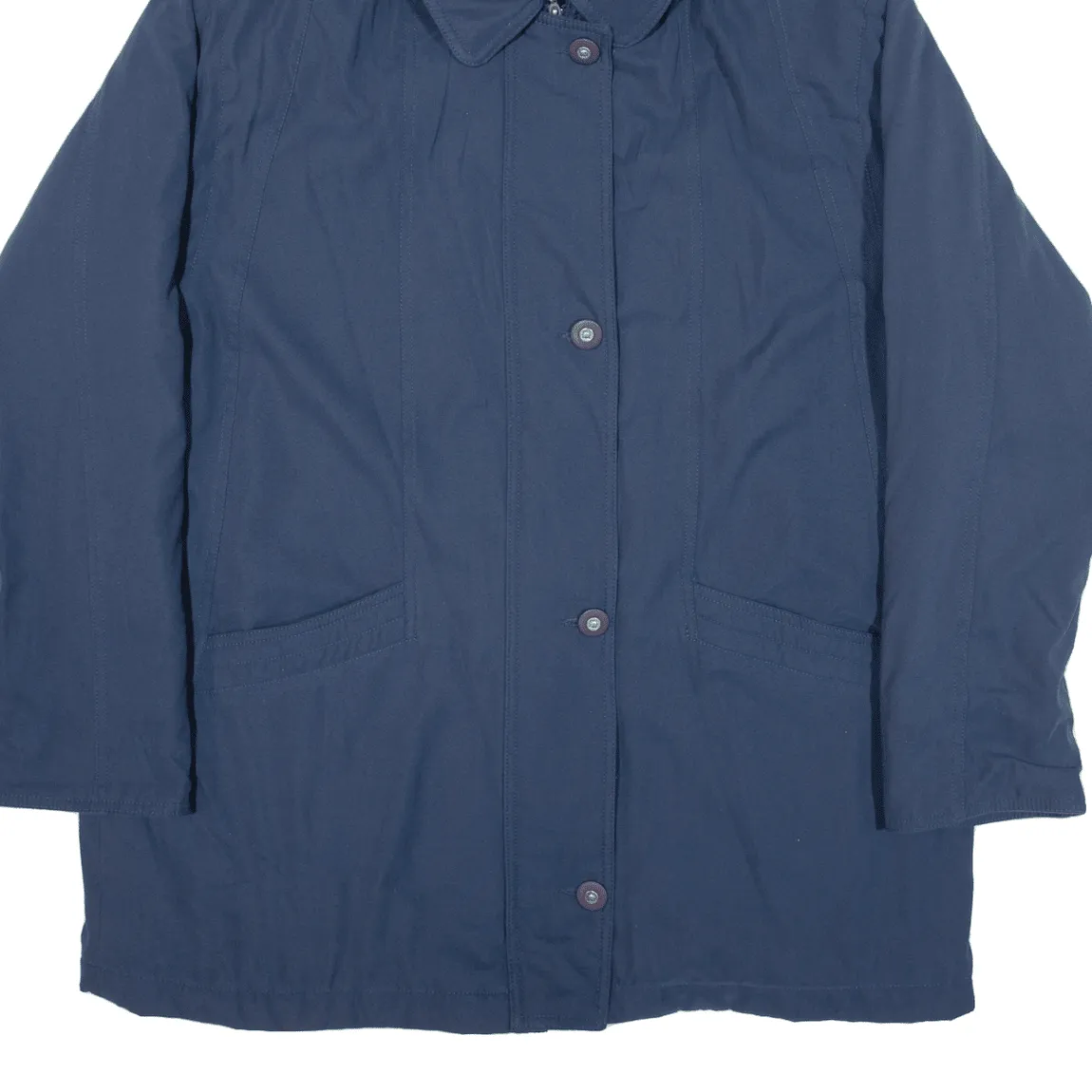 DAMART Quilted Lined Womens Rain Coat Blue Hooded UK 20