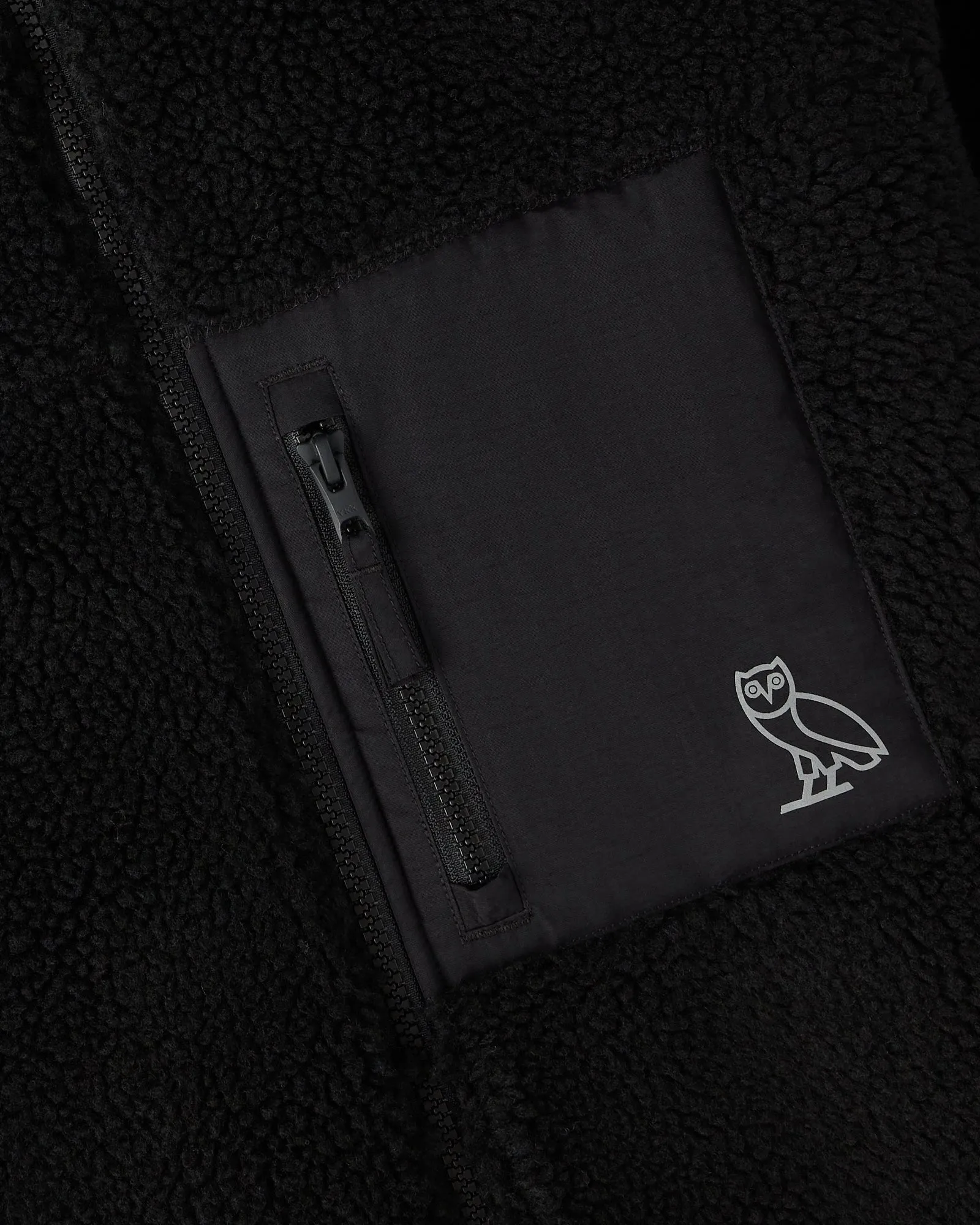 Deep Pile Sherpa Fleece Zip Jacket - Black