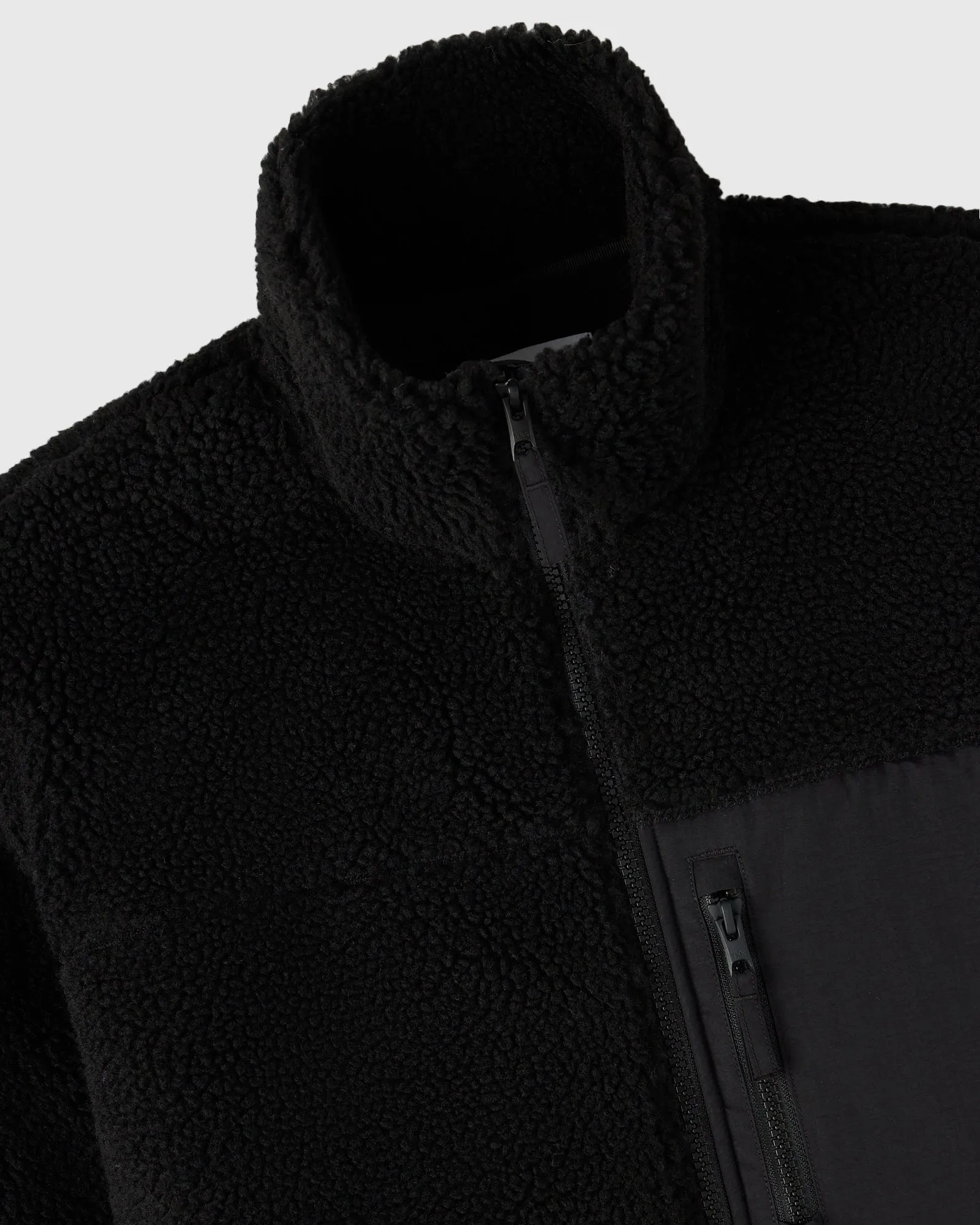 Deep Pile Sherpa Fleece Zip Jacket - Black