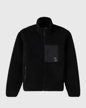 Deep Pile Sherpa Fleece Zip Jacket - Black