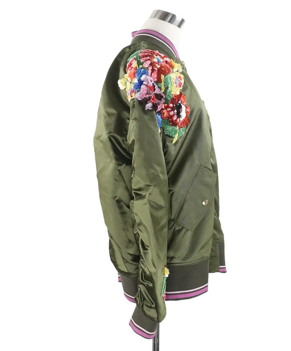Escada Green Embroidered Blazer sz 10