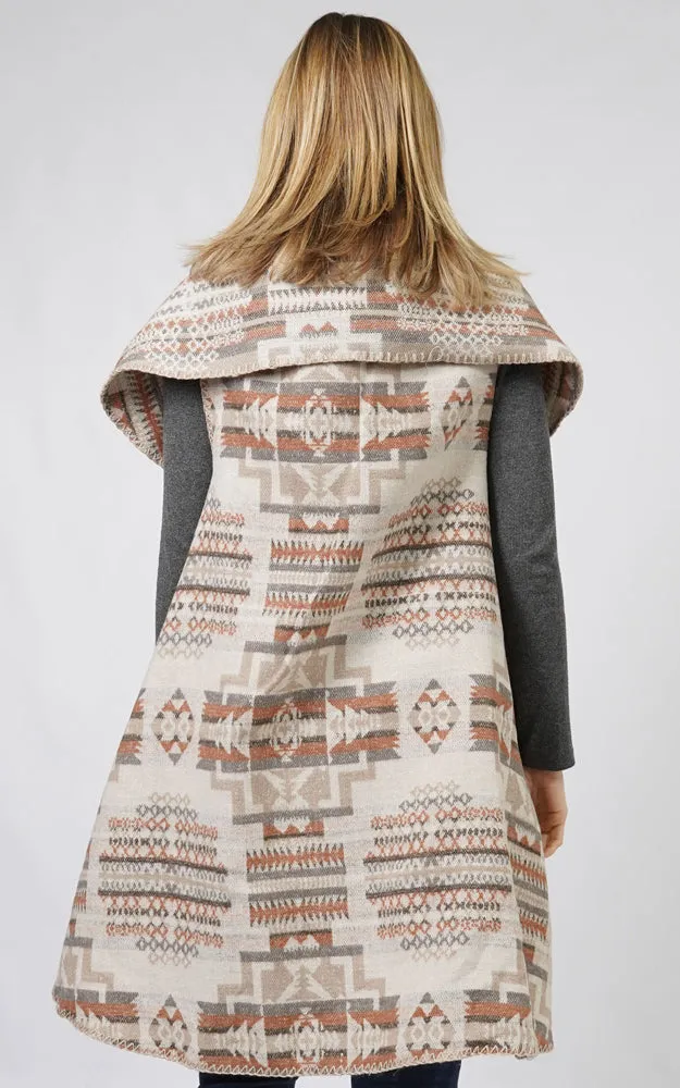EVT10690 AZTEC REVERSIBLE ROUND SHAWL VEST