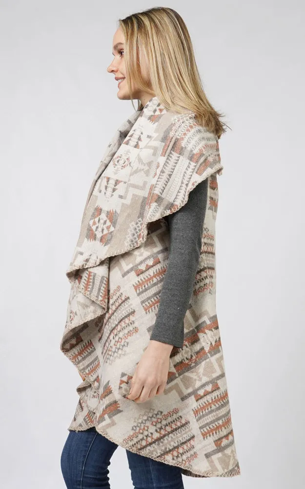 EVT10690 AZTEC REVERSIBLE ROUND SHAWL VEST