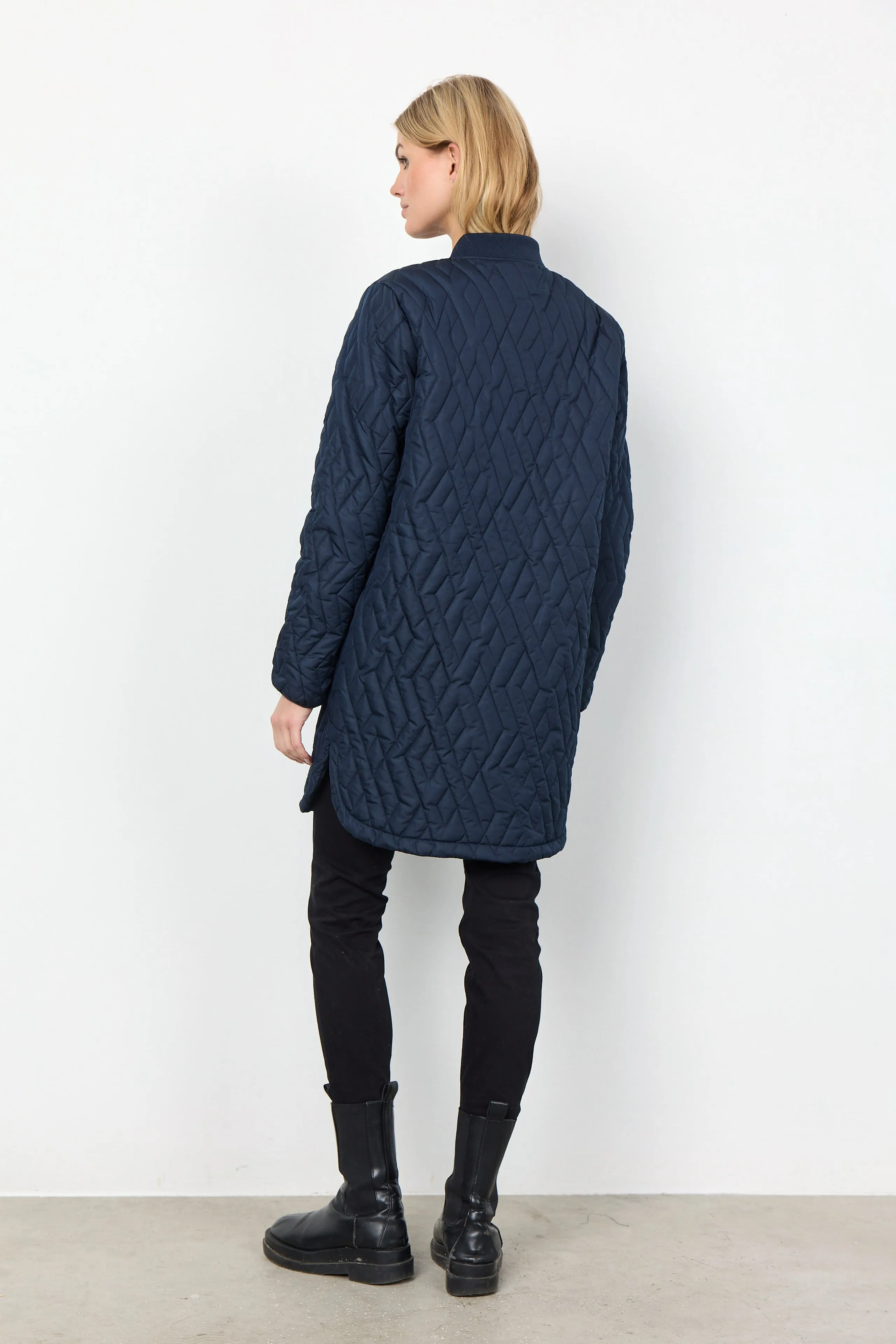 Fenya Navy Quilted Jacket Zip Up