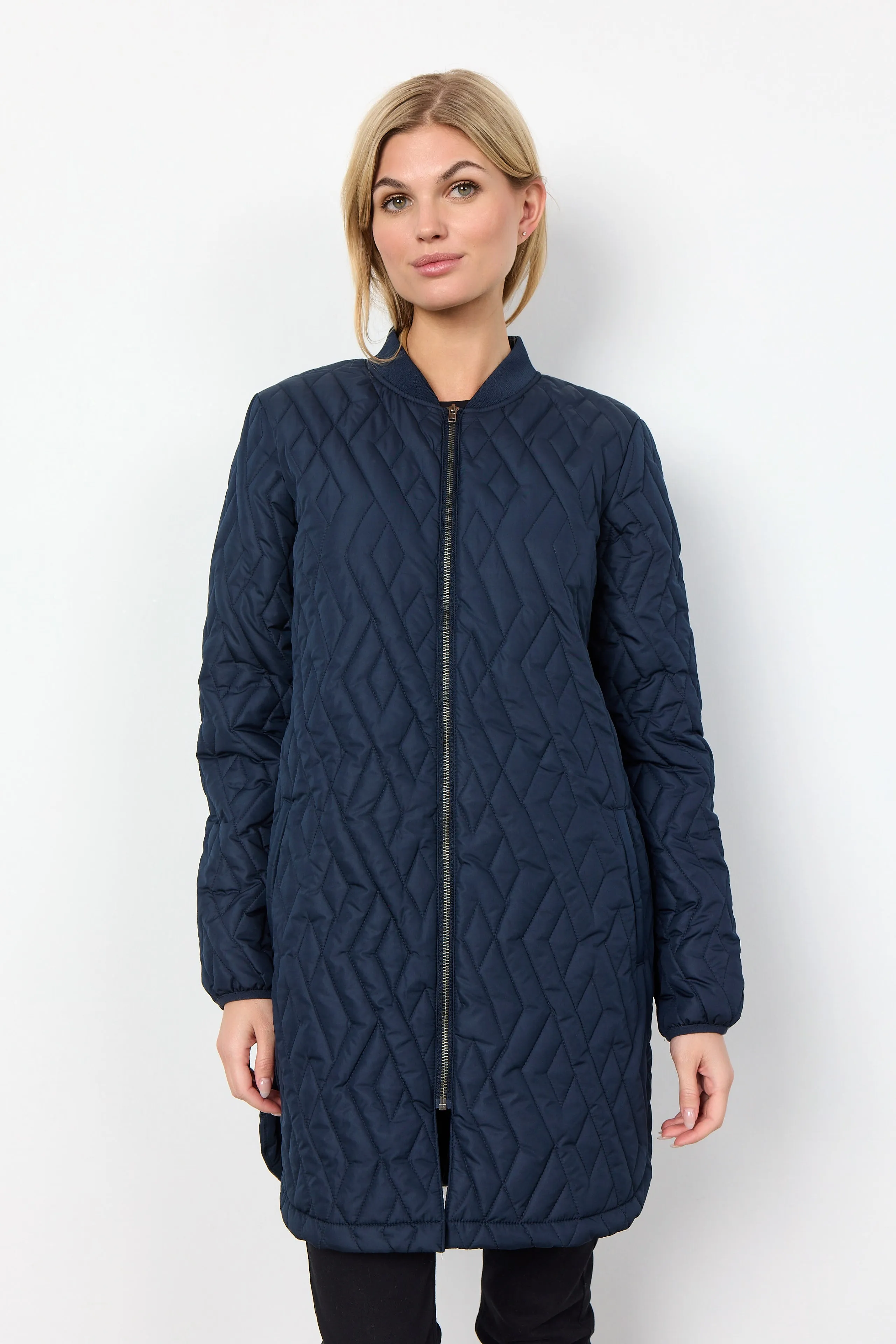 Fenya Navy Quilted Jacket Zip Up