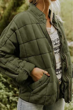 Front Zip Up Jacket Army Green