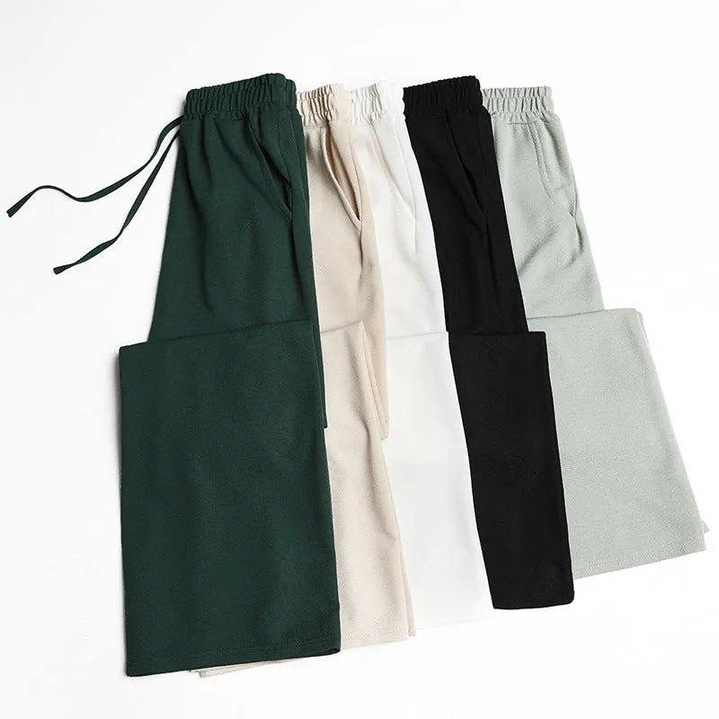 High Waist Wide Leg Women Thin Korean Loose Slim-Look Straight Drape Chic All-Matching Casual Long Pants Culottes