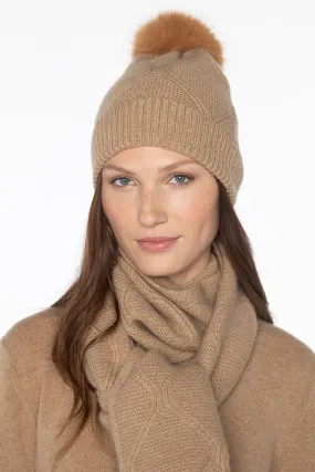 KINROSS CASHMERE - LUXE CABLE KNIT CASHMERE HAT KINROSS CASHMERE - LUXE CABLE KNIT CASHMERE HAT