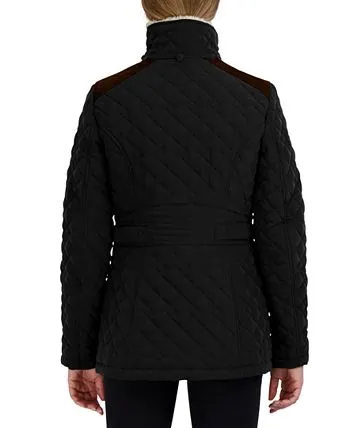 Laundry by Shelli Segal Petite Faux-Fur-Lined Hooded Quilted Coat