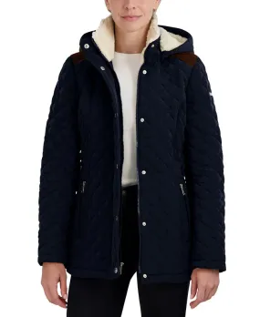Laundry by Shelli Segal Petite Faux-Fur-Lined Hooded Quilted Coat