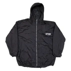 LETS GO Quilted Lined Mens Coat Black Hooded 3XL