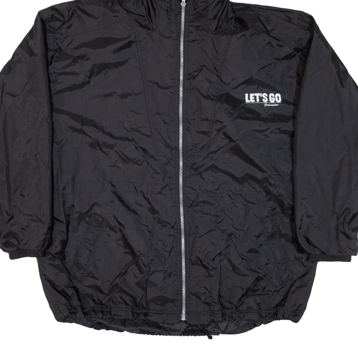 LETS GO Quilted Lined Mens Coat Black Hooded 3XL