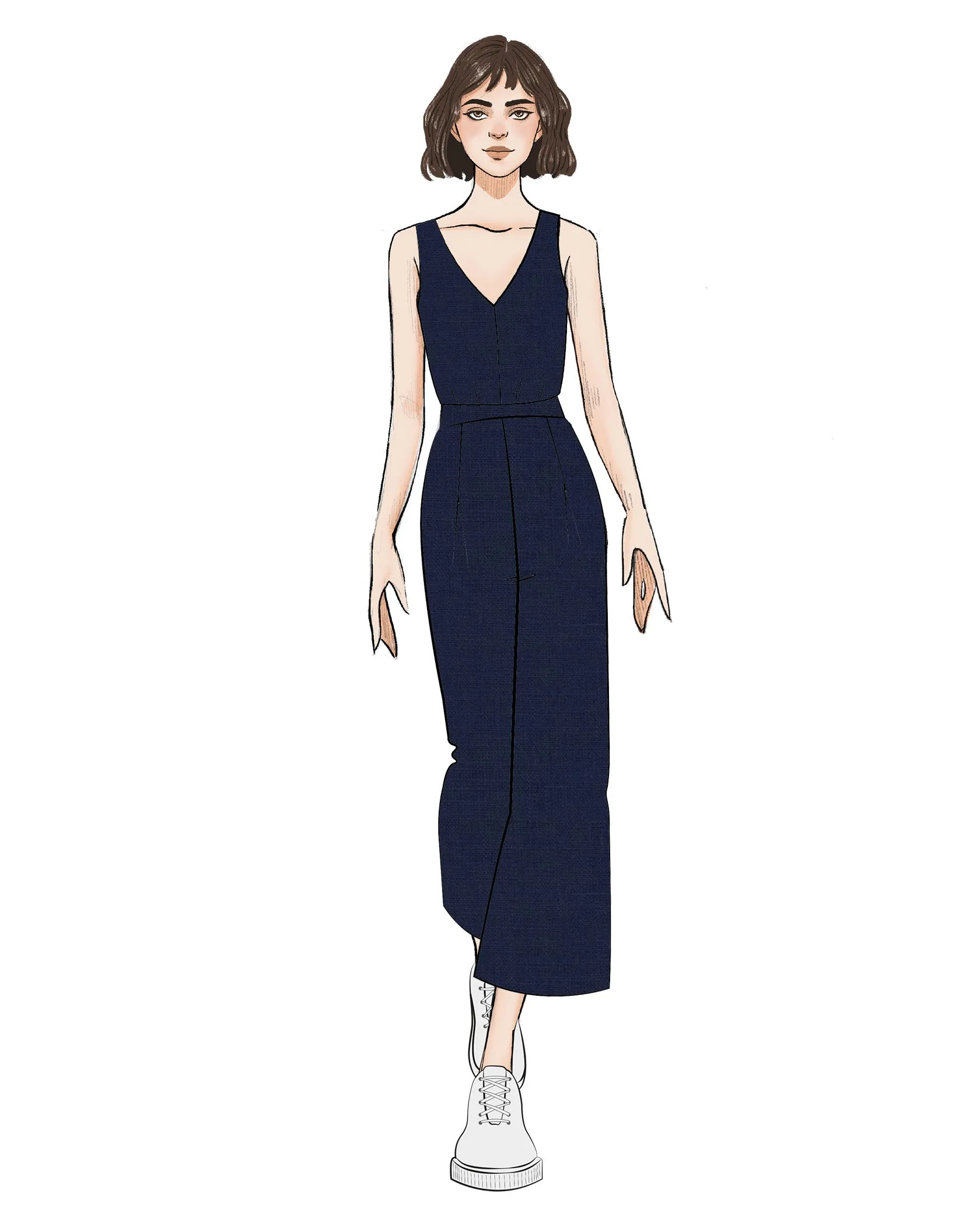 Linen Classic Cami - Navy