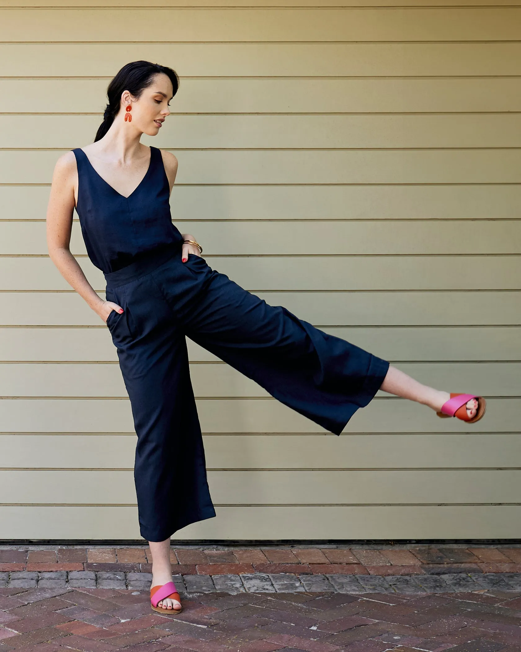 Linen Classic Cami - Navy