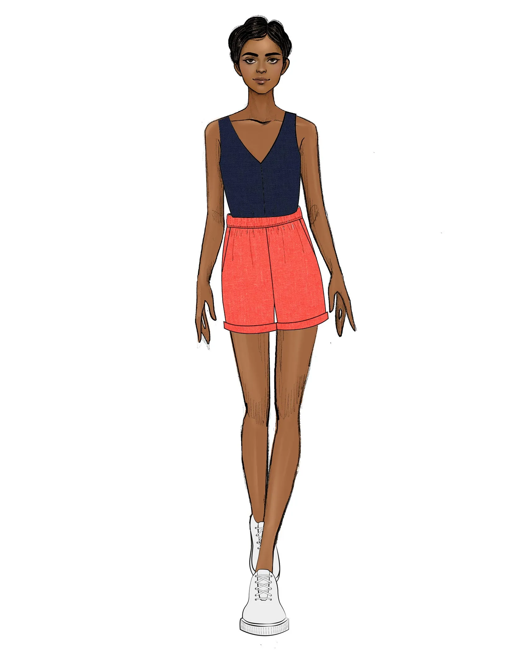 Linen Classic Cami - Navy
