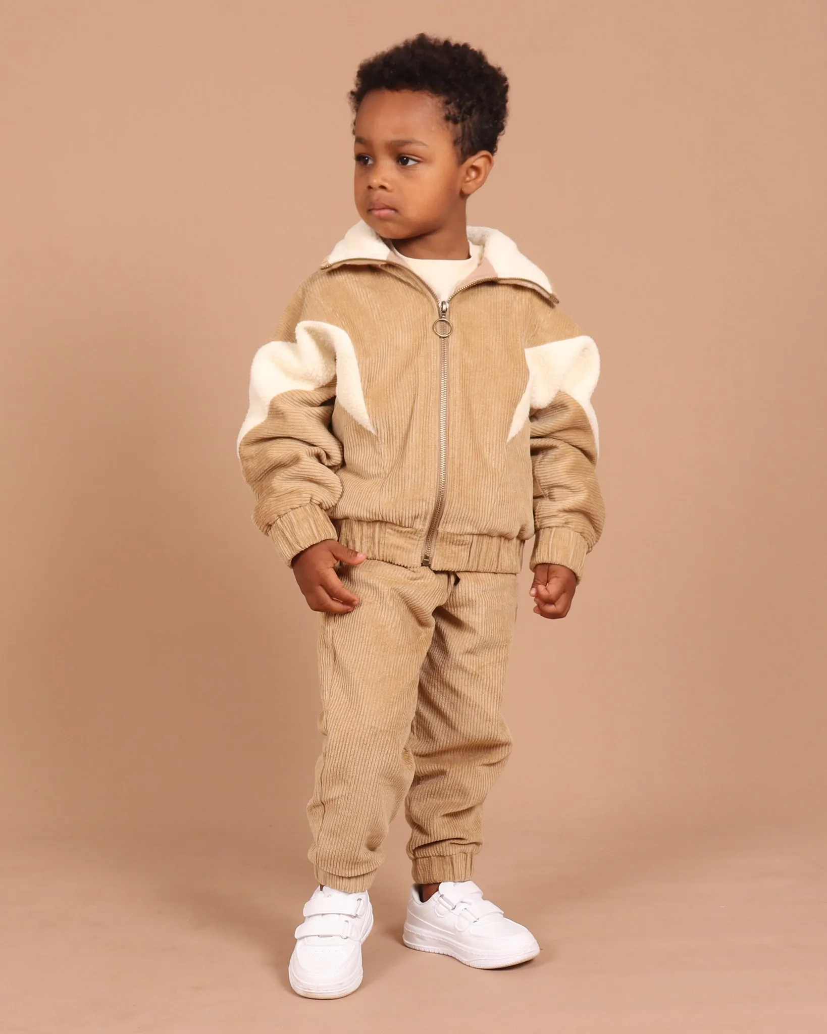 Little Boys Corduroy Sherpa Zip Jacket