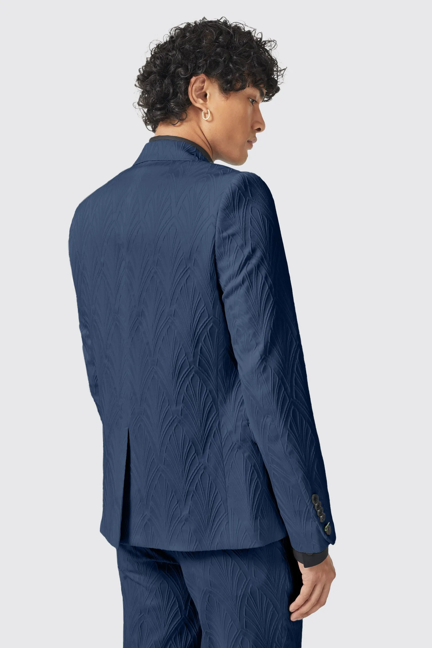 Makowski Slim Fit Navy Jacquard Jacket - ARCHIVE