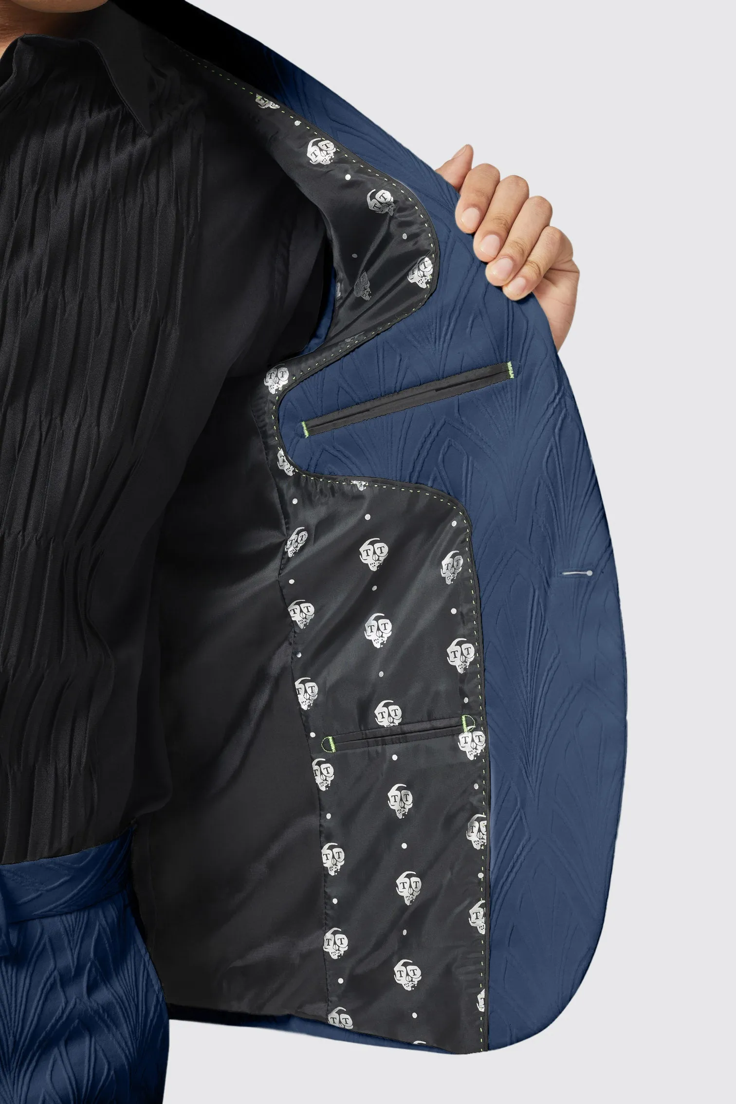Makowski Slim Fit Navy Jacquard Jacket - ARCHIVE