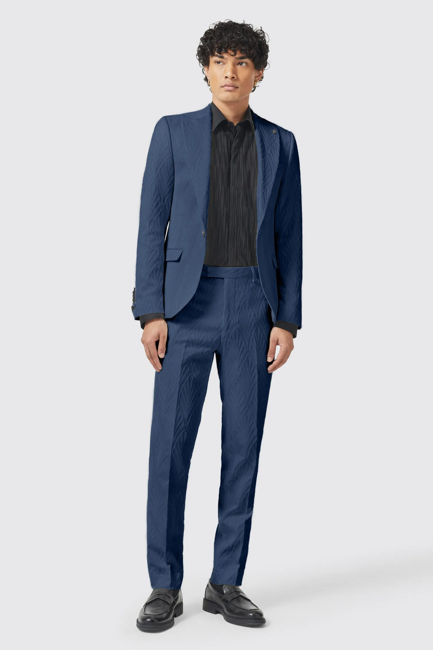 Makowski Slim Fit Navy Jacquard Jacket - ARCHIVE