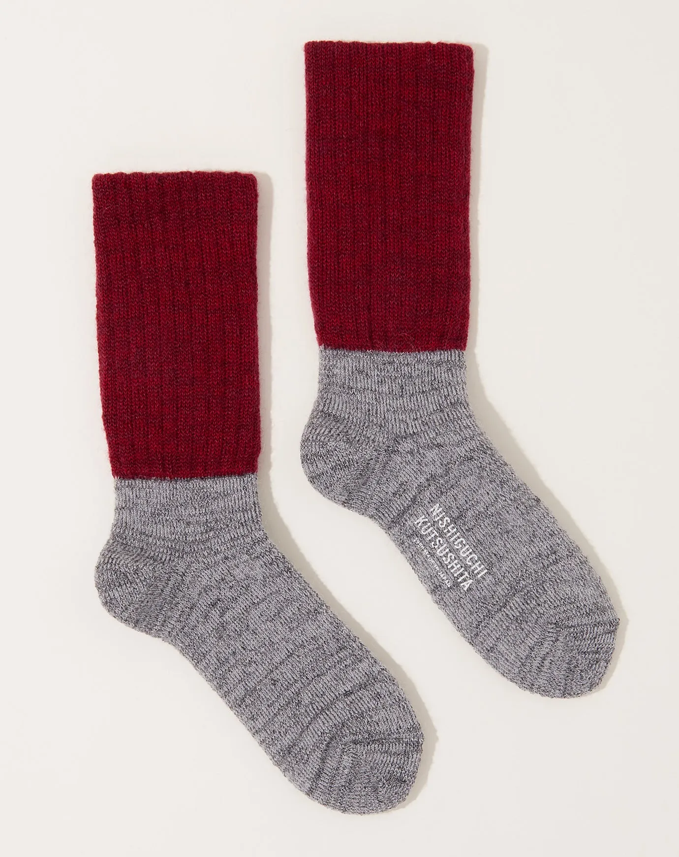 Mohair Wool Pile Socks in Bordeaux