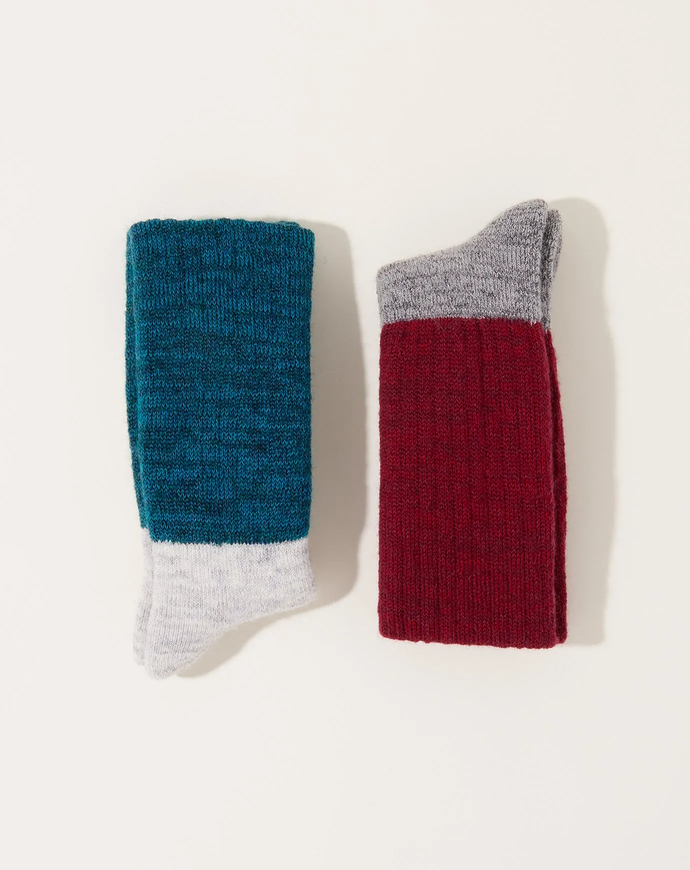 Mohair Wool Pile Socks in Bordeaux
