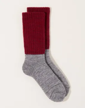 Mohair Wool Pile Socks in Bordeaux