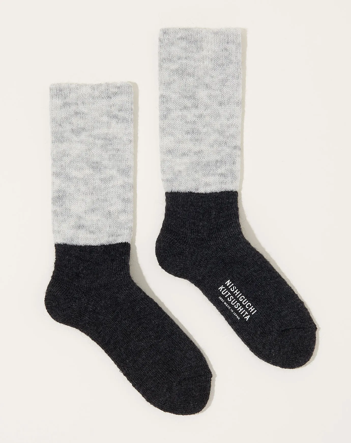Mohair Wool Pile Socks in Light Grey