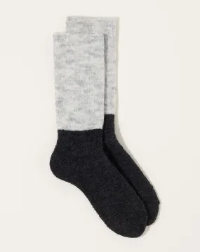 Mohair Wool Pile Socks in Light Grey