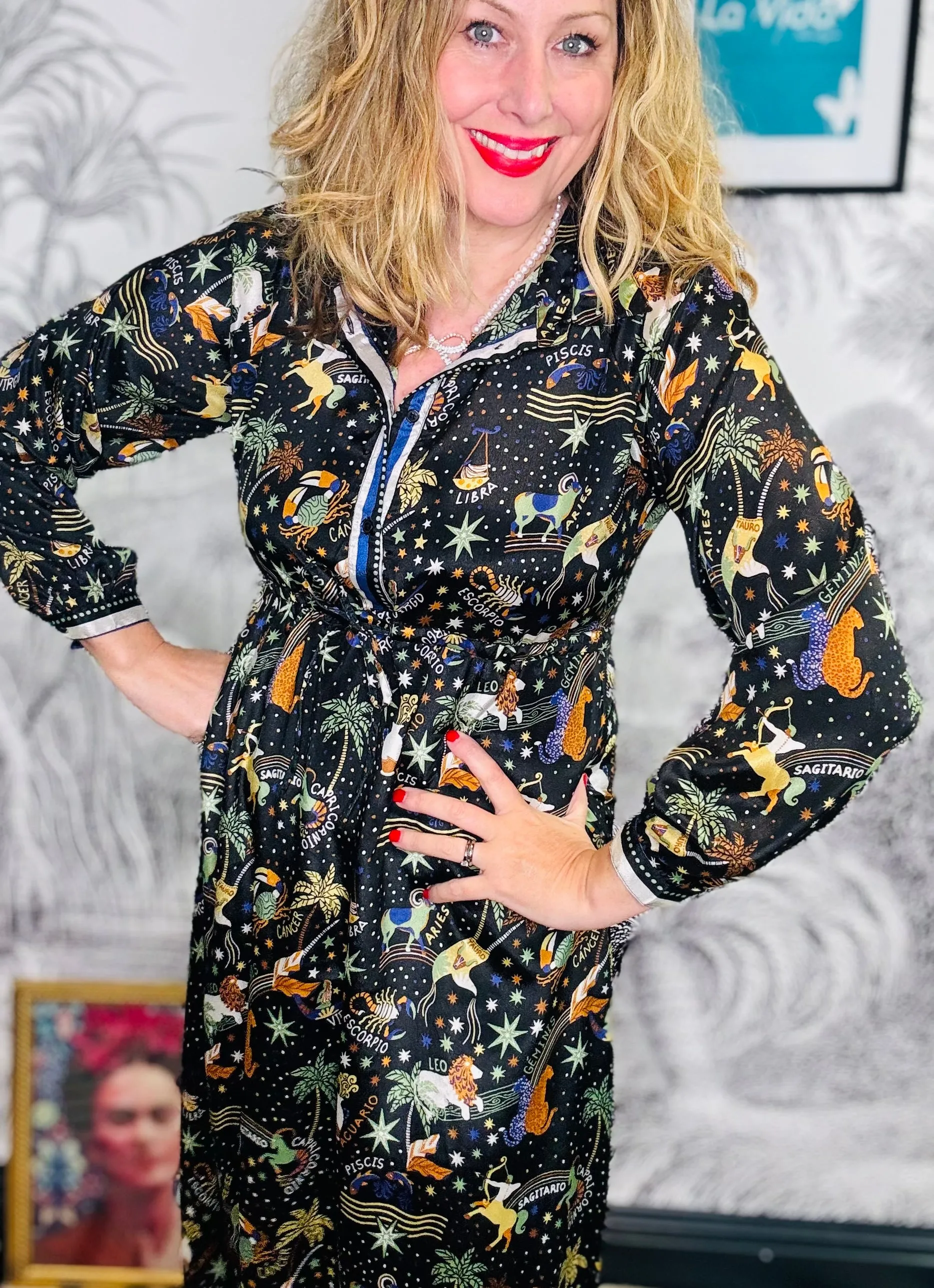 Osally Astrology Half Placket Shirt Dress