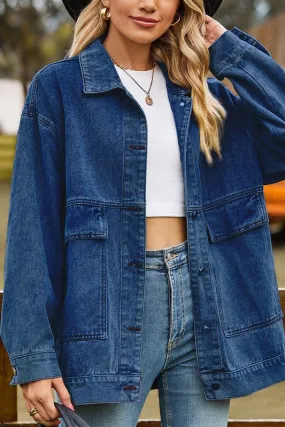 Oversized Denim Jacket Dark Blue