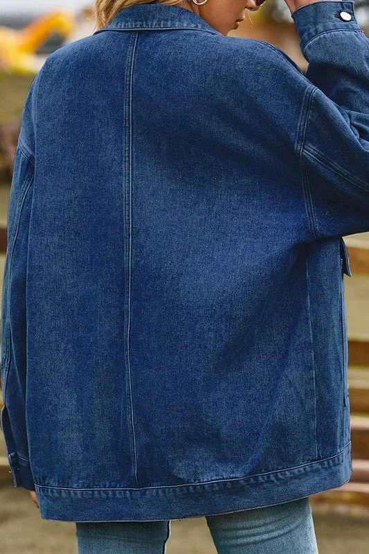 Oversized Denim Jacket Dark Blue