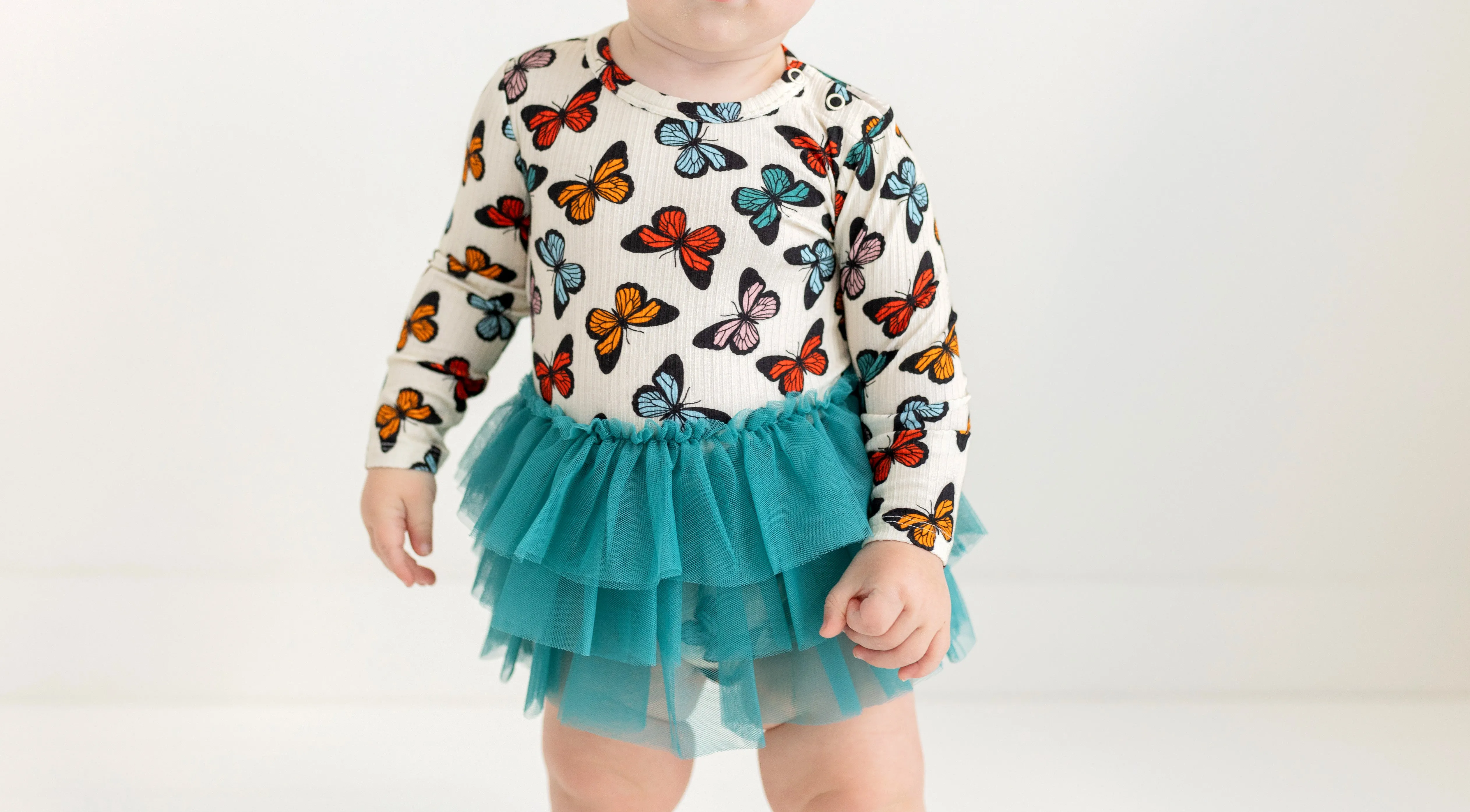 Posh Peanut Long Sleeve Tulle Skirt Bodysuit - Larisa (Ribbed)