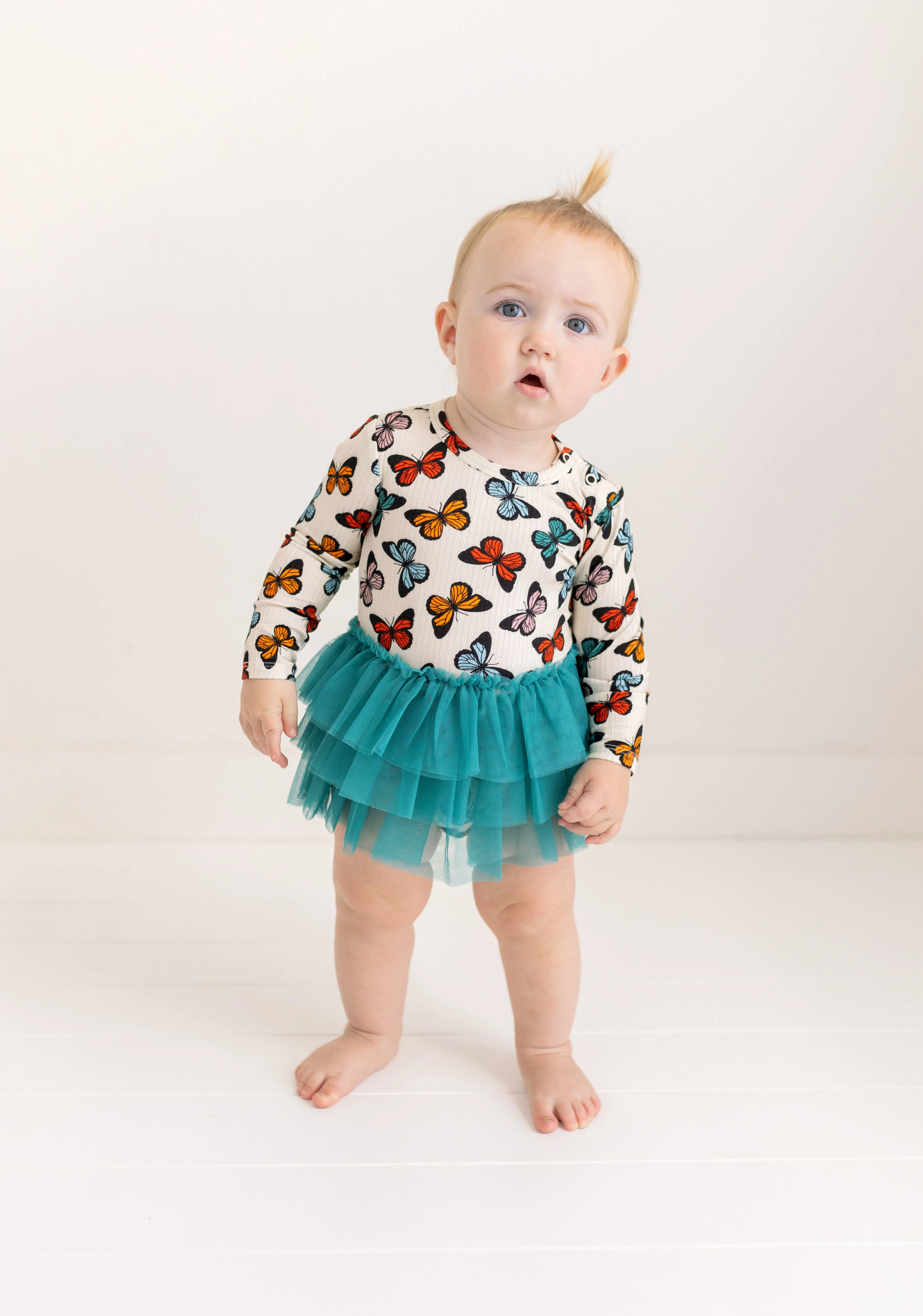 Posh Peanut Long Sleeve Tulle Skirt Bodysuit - Larisa (Ribbed)