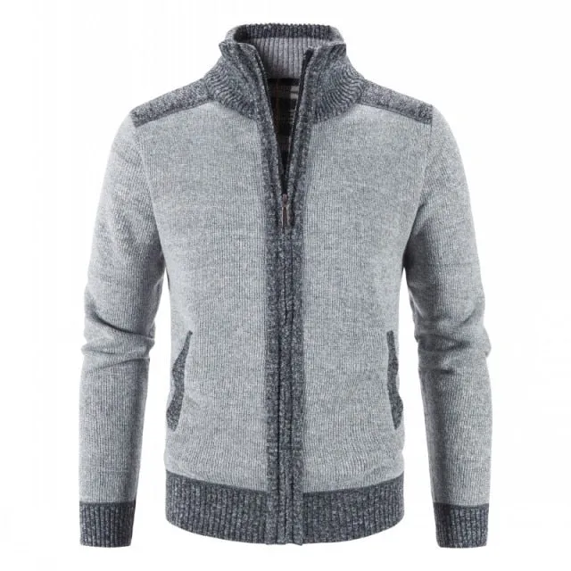 Stand Collar Thick Warm Zipper Cardigan