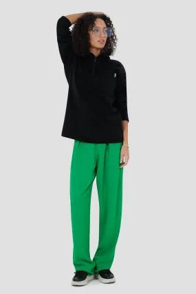Upcycling long half-zip polartec - Black