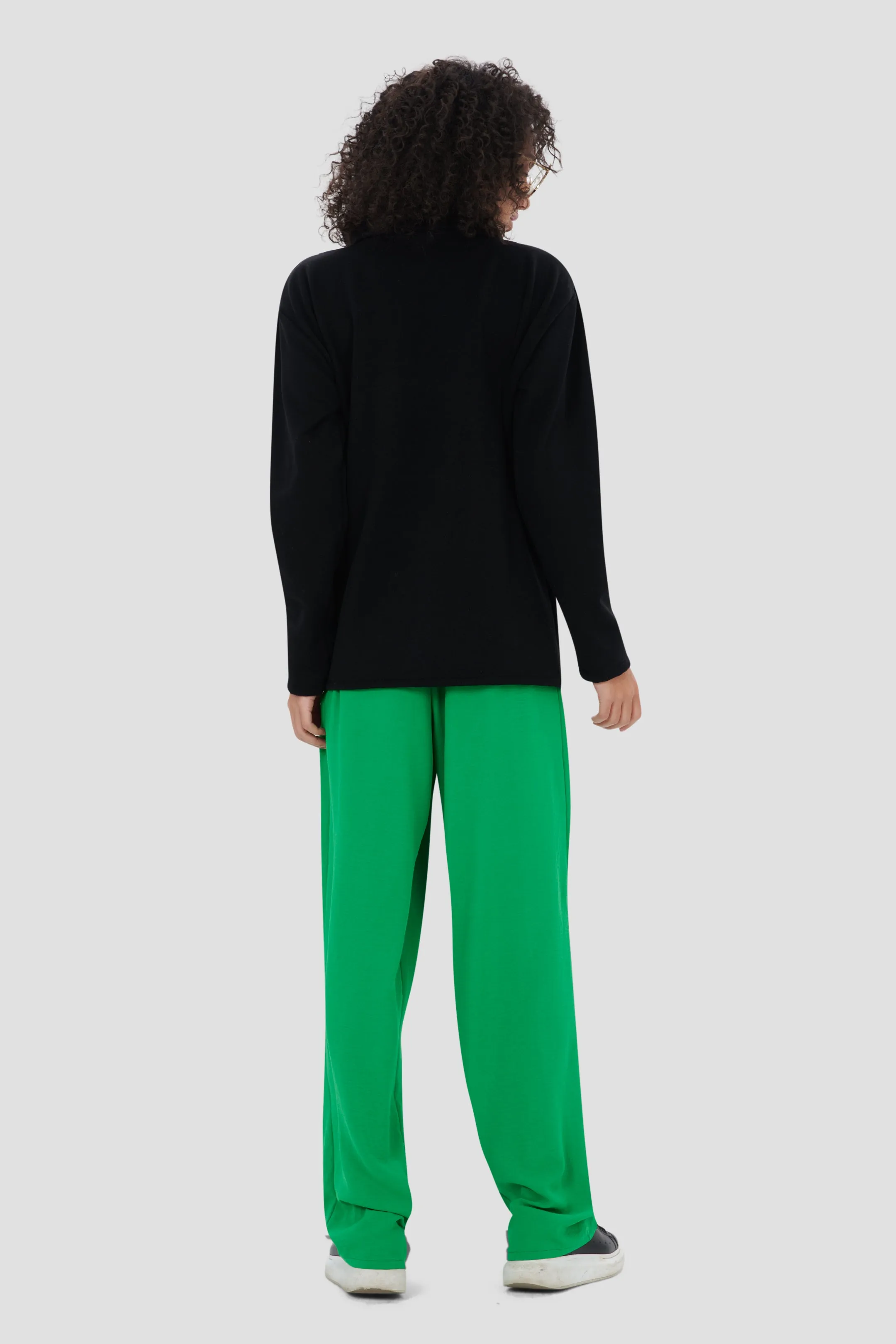 Upcycling long half-zip polartec - Black