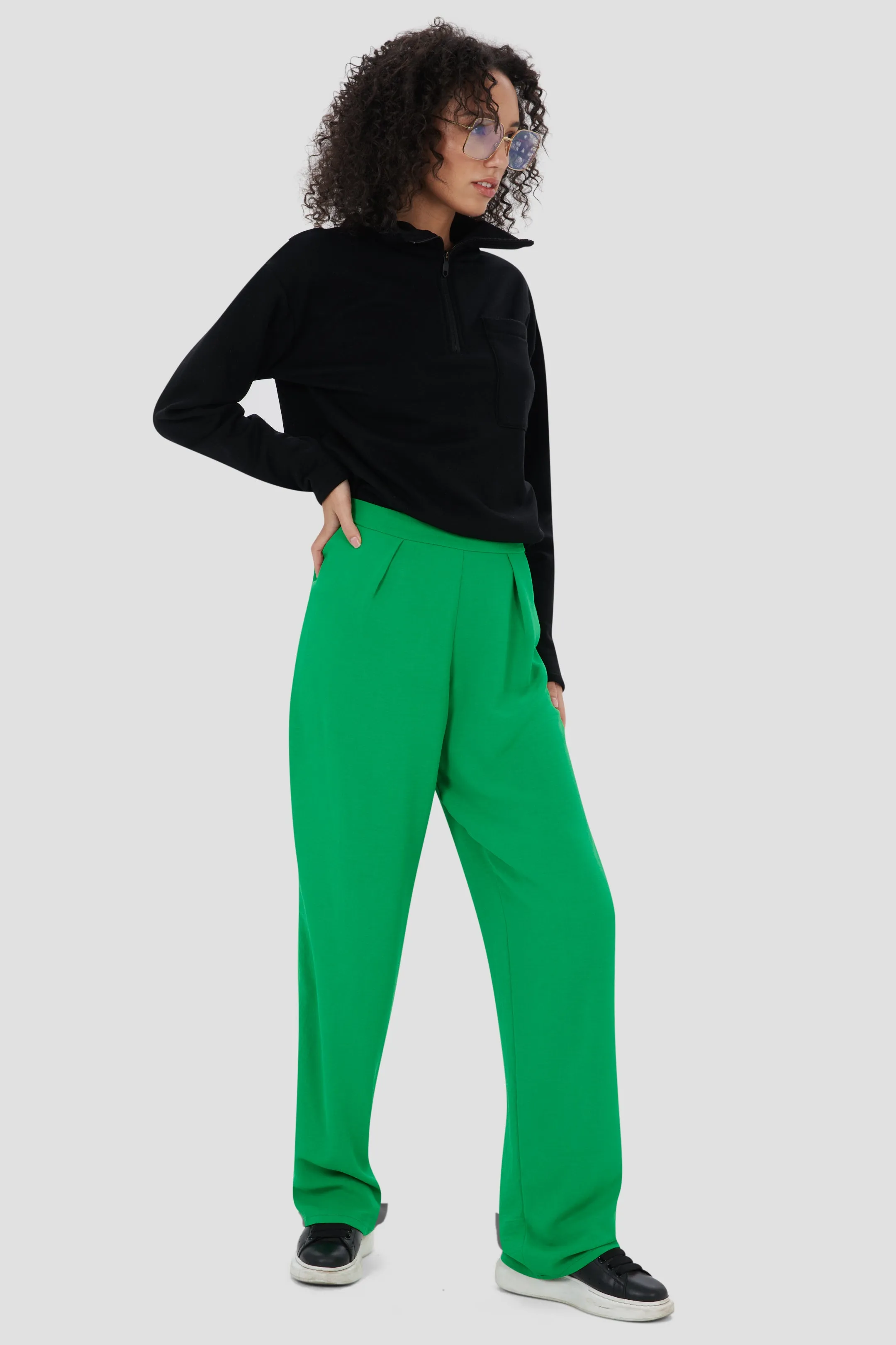 Upcycling long half-zip polartec - Black