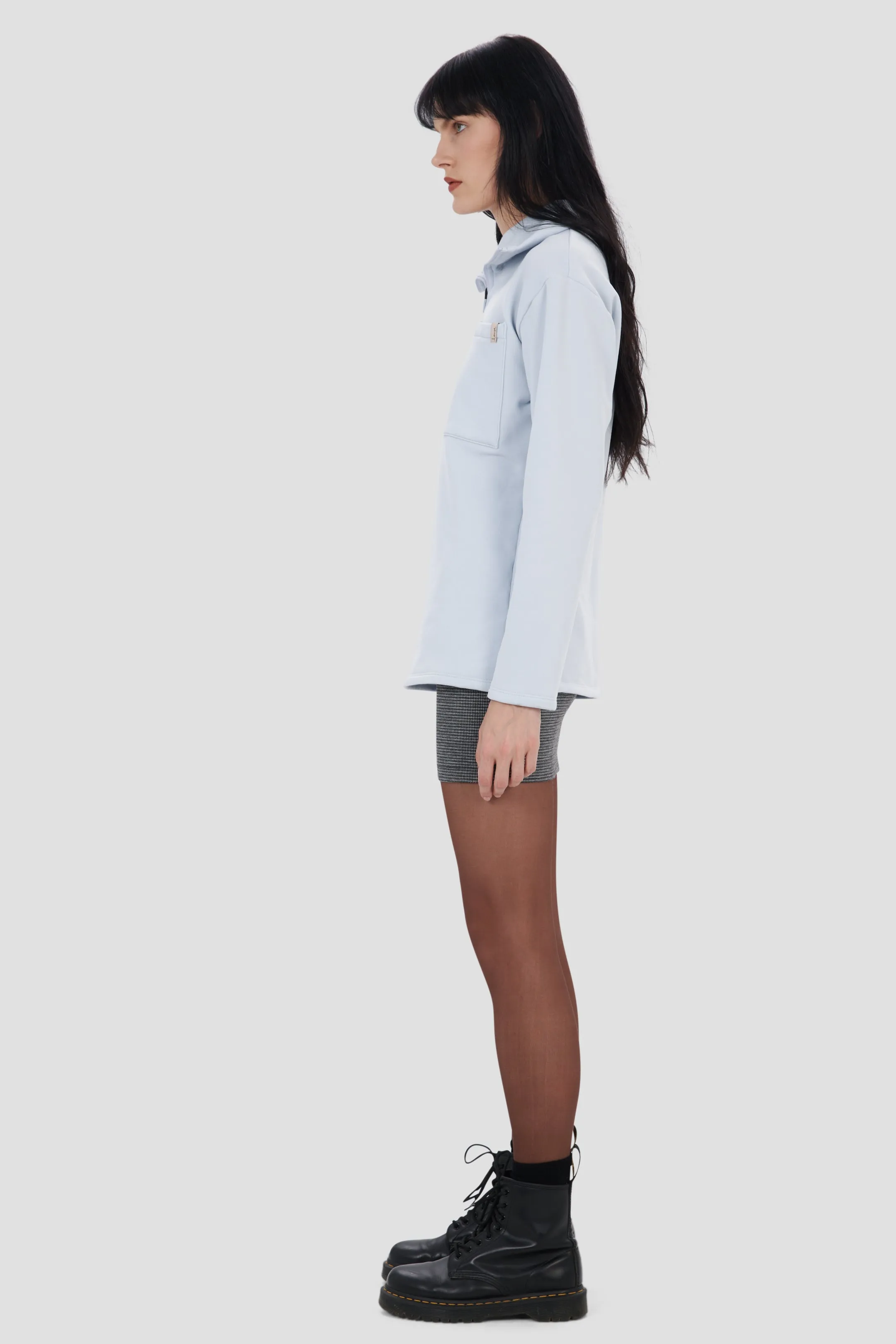 Upcycling long half-zip polartec - Blue ice