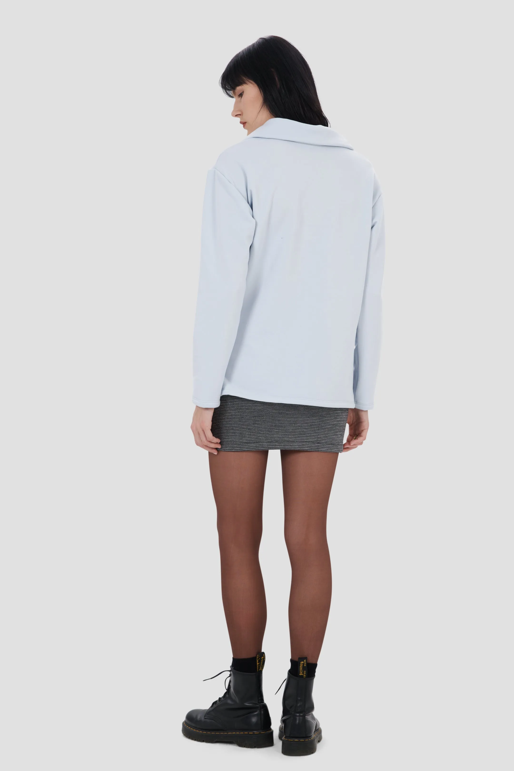 Upcycling long half-zip polartec - Blue ice